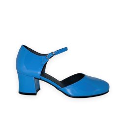 Nordic Shoepeople - Enkel i mellemblå lak med rem - Frida 35 - SHOEPEOPLE - Shoes
