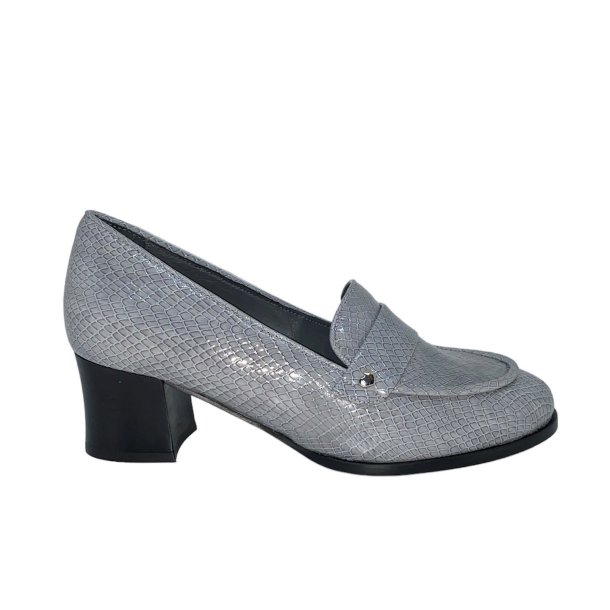 Nordic shoepeople - Loafer med hl i lys gr pyton - Frida 34