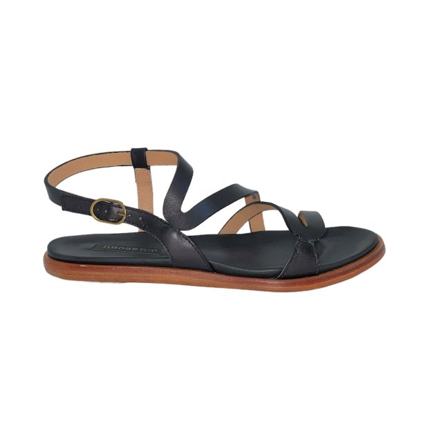 Neosens - Flad sandal i sort med asymetrisk look - S948