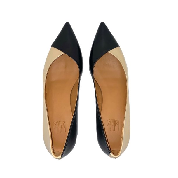 Billi Bi - Pumps i sort og beige med lille hl - A5610