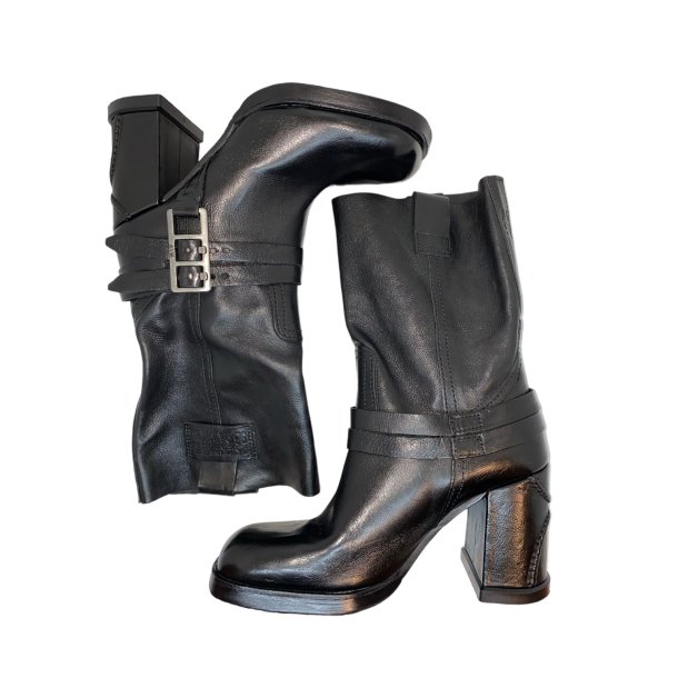 Airstep - Trekvartlang stvlette i sort med hj blokhl og plateau - Lussy