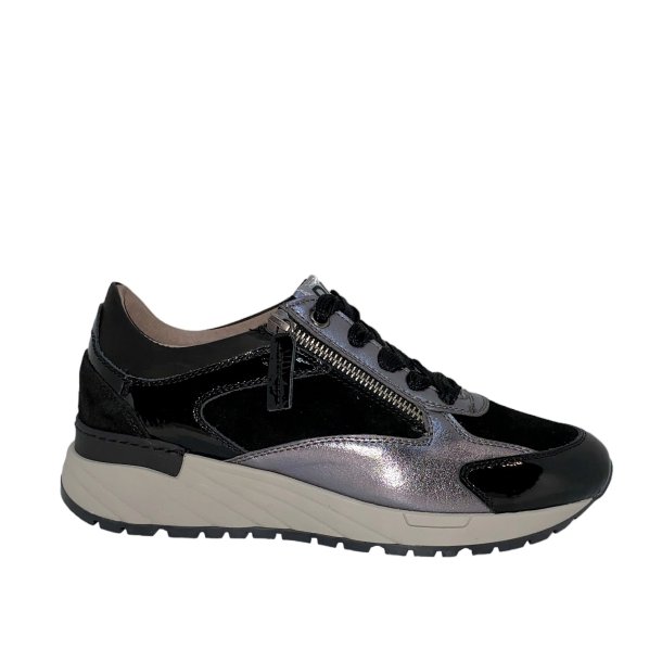DL Sport - Sneakers i grå og sort med snøre og lynlås - 5839