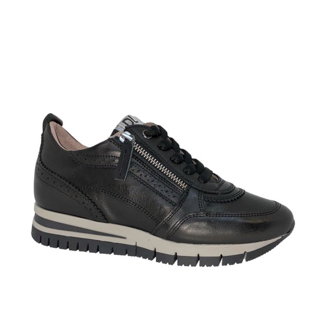 DL Sport - Sneakers i sort med golfstikninger lynlå og snøre - 5826