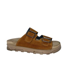 Lofina - Slippers i cognac ruskind