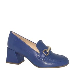 Wonders - Loafer i bl med guldbidsel og blokhl - 6204