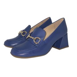 Wonders - Loafer i bl med guldbidsel og blokhl - 6204