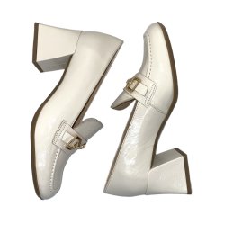 Wonders - Loafer i rhvid lak med guldbidsel og blokhl - 6204