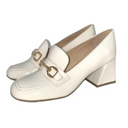 Wonders - Loafer i rhvid lak med guldbidsel og blokhl - 6204