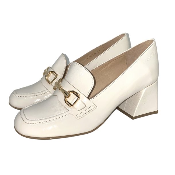 Wonders - Loafer i rhvid lak med guldbidsel og blokhl - 6204