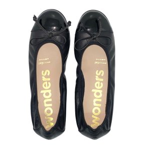 Wonders - Ballerina i sort med sort laksnude - 61170