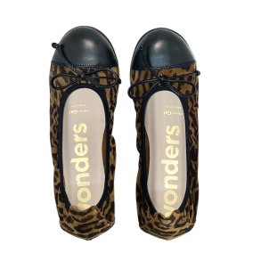 Wonders - Ballerina i leopard med sort snude - 6134