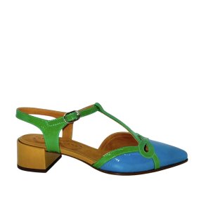 Chie Mihara - Sandalsko i i turkis og grn med lille hl - Jene