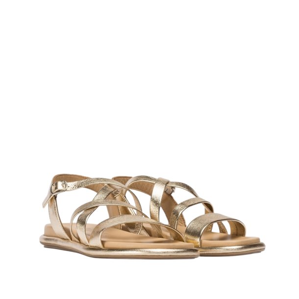 Wonders - Flad sandal i guld med remme - 3402