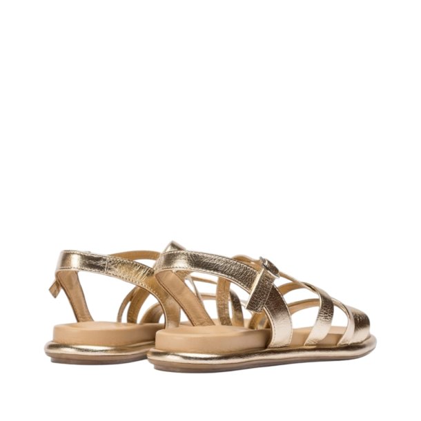 Wonders - Flad sandal i guld med remme - 3402