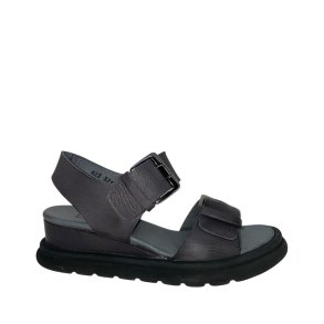 Lofina - Sandal i koksgr med kilehl og spnder - 