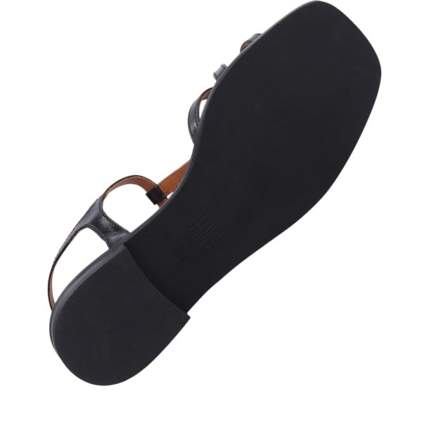 Billi Bi - Flad enkel sandal i sort med tynde remme - A8709