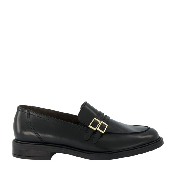 Paul Green - Loafer i sort med kraftig sl og spnder - 1174