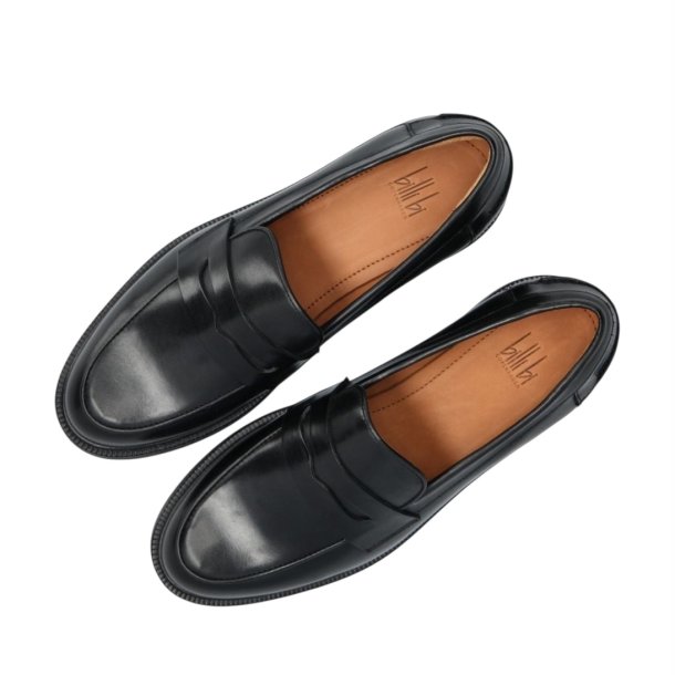 Billi Bi - Loafer i sort glat skind - A11361