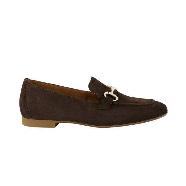 Paul Green - Loafer i brun ruskind med guld-bidsel - 2596