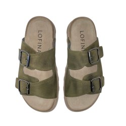 Lofina - Slippers i mosgrn ruskind