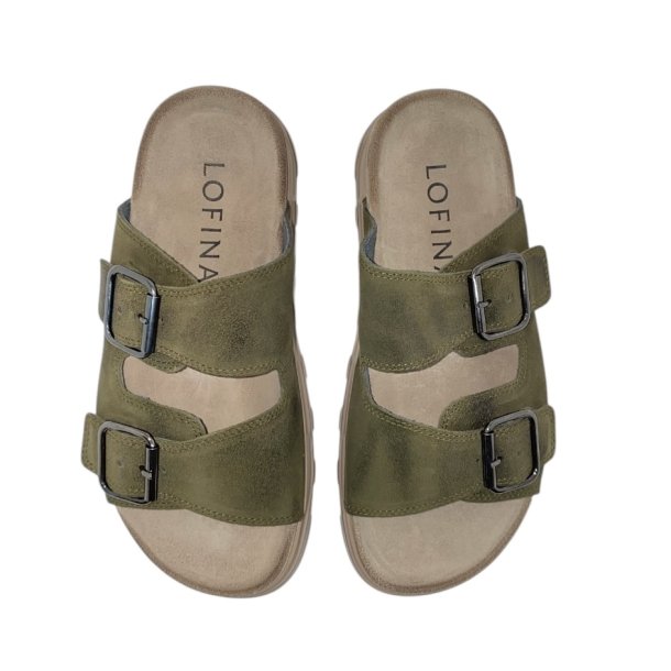 Lofina - Slippers i mosgrn ruskind