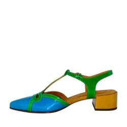 Chie Mihara - Sandalsko i i turkis og grn med lille hl - Jene