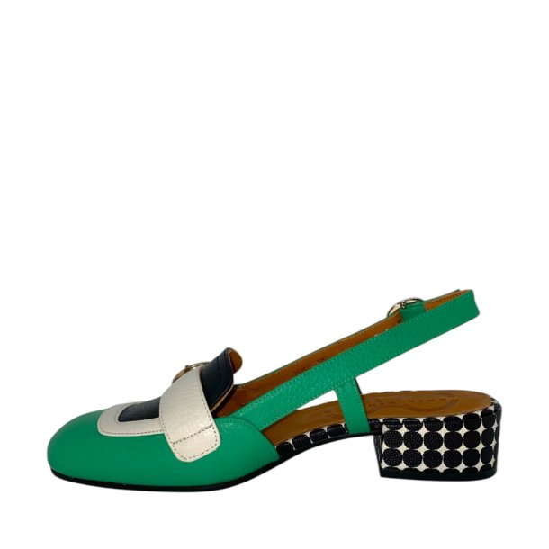 Chie Mihara - Loafer i grn med spnde og hl med dots - Udesy