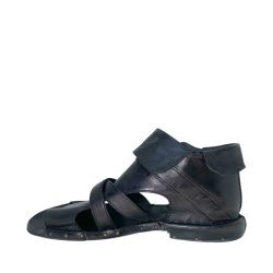 Bubetti - Gladiator sandal i sort med spnde og ombuk - 3487