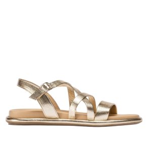Wonders - Flad sandal i guld med remme - 3402