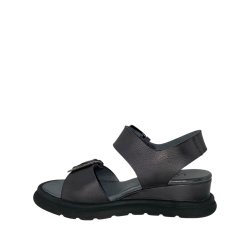 Lofina - Sandal i koksgr med kilehl og spnder - 