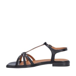 Billi Bi - Flad enkel sandal i sort med tynde remme - A8709