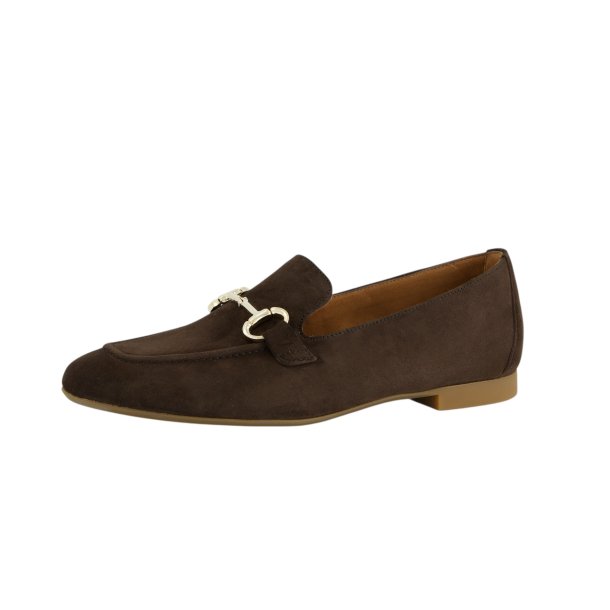 Paul Green - Loafer i brun ruskind med guld-bidsel - 2596
