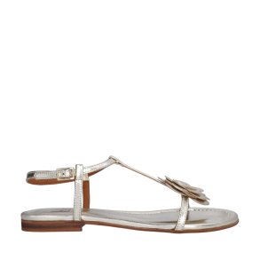 Billi Bi - Flad sandal i guld med blomst - A8704