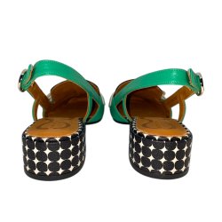 Chie Mihara - Loafer i grn med spnde og hl med dots - Udesy