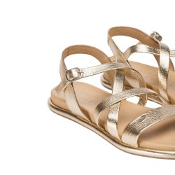 Wonders - Flad sandal i guld med remme - 3402