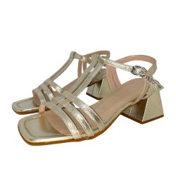 Wonders - Sandal i platin med tynde remme og moderat hl - 6112