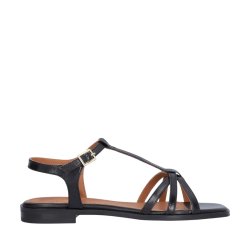 Billi Bi - Flad enkel sandal i sort med tynde remme - A8709