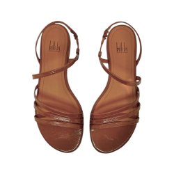 Billi Bi - Flad sandal med tynde remme i brun lak - A4088