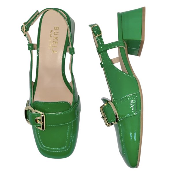 Bukela - Loafer i grn lak med spnde og slingback - Gaja