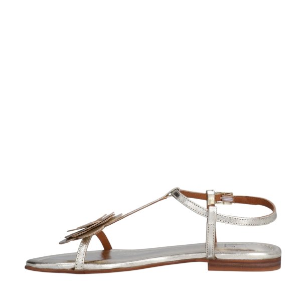 Billi Bi - Flad sandal i guld med blomst - A8704