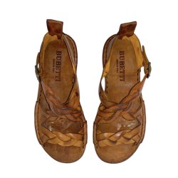 Bubetti - Sandal med flet-remme i cognac - 3446