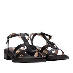 Wonders - Klassisk sandal i sort med remme og lille hl - 9604