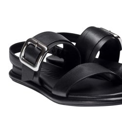 Wonders - Flad sandal i sort med slvspnde - 8903