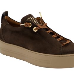 Paul Green - Sneakers i brun med plateau og elastiksnre - 5017