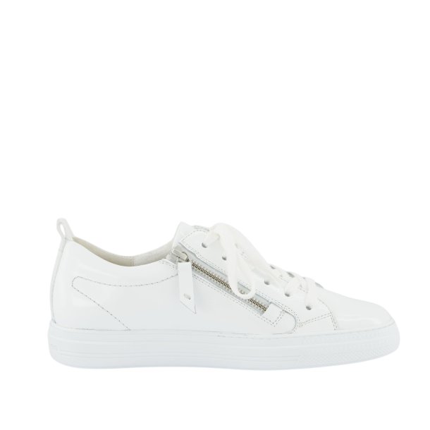 Paul Green - Sneakers i hvid lak med snre og lynls - 5416
