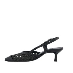Paul Green - Pumps i sort flet med slingback og lille hl - 6144