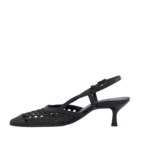 Paul Green - Pumps i sort flet med slingback og lille hl - 6144