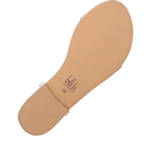 Billi Bi - Flad sandal i guld med blomst - A8704