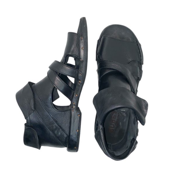 Bubetti - Gladiator sandal i sort med spnde og ombuk - 3487