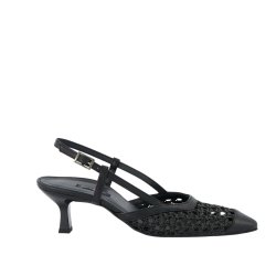 Paul Green - Pumps i sort flet med slingback og lille hl - 6144